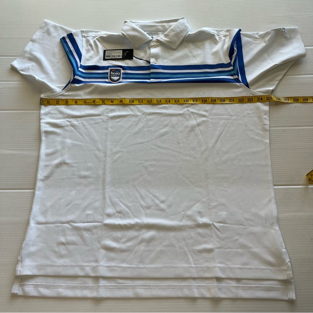 Fairway & Greene NWT Golf Polo Hoag Classic White Blue Stripes Size Large - Picture 6 of 8